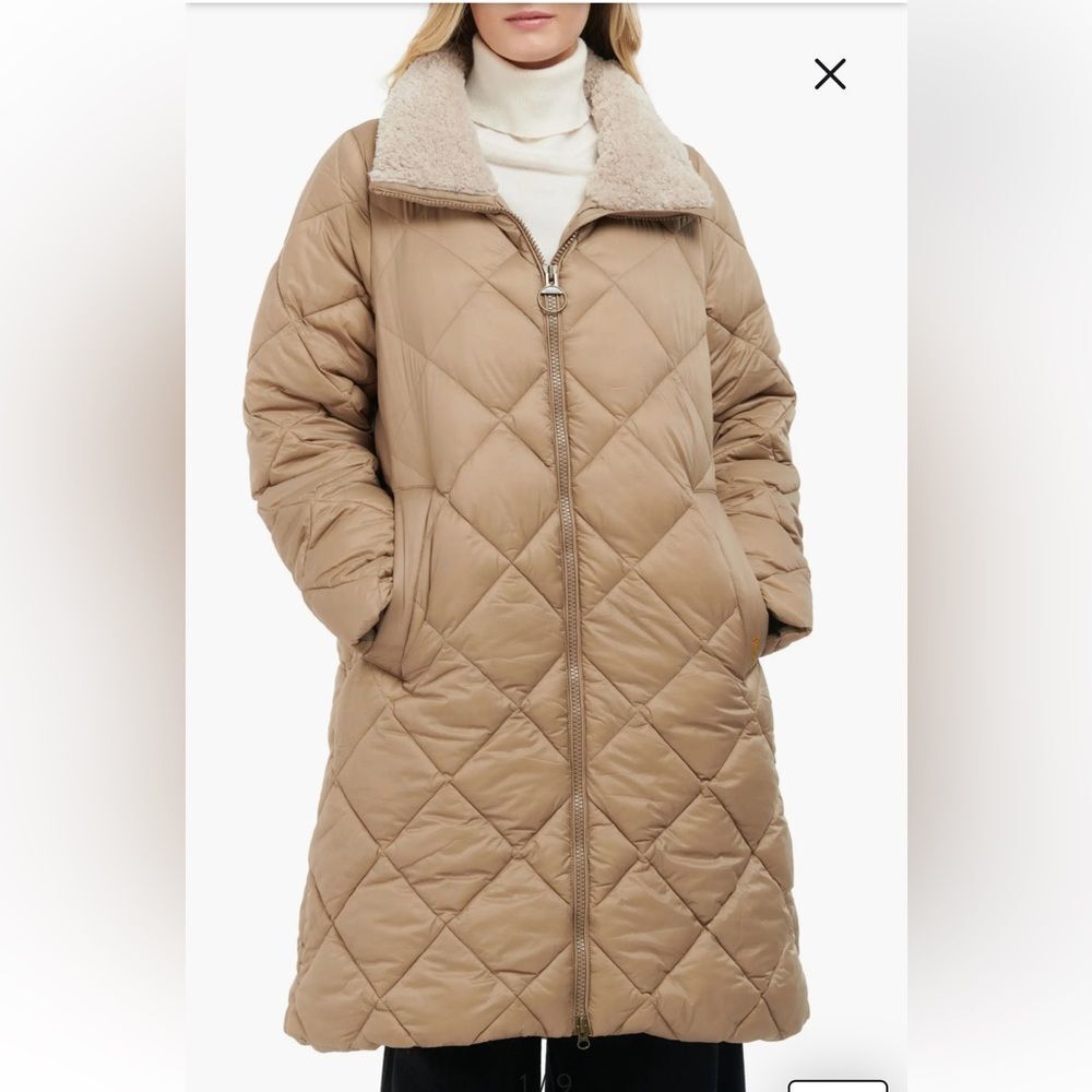 Barbour Kilmory Quilted Coat tan tartan lined puffer jacket fall winter barn 14.